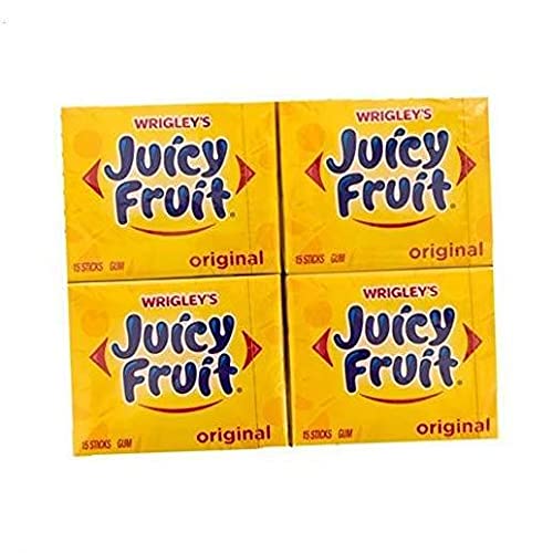 Wrigley's Juicy Fruit Original Gum - 4 Packs, 15 Sticks Each