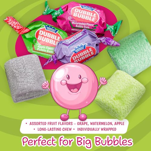 DUBBLE BUBBLE Assorted Fruit Flavors Chewing Gum - 3 Pound Bulk Bag